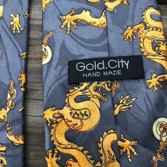 Gold City Tie Handmade Men Tie Neck Tie 100% Silk - Picture 6 of 9